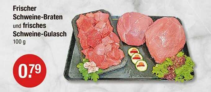 Frischer Schweine-Braten und frisches Schweine-Gulasch