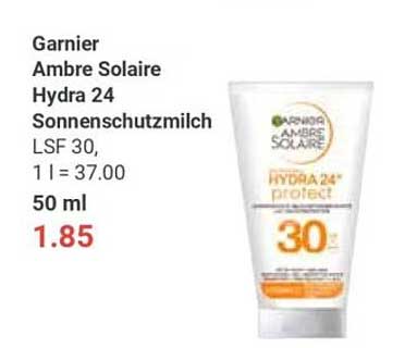 Garnier Ambre Solaire Hydra 24 Sonnenschutzmilch LSF 30, 50 ml