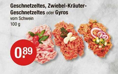 Geschnetzeltes, Zwiebel-Kräuter-Geschnetzeltes oder Gyros vom Schwein