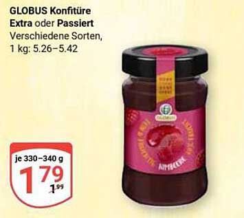 GLOBUS Konfitüre Extra oder Passiert Verschiedene Sorten