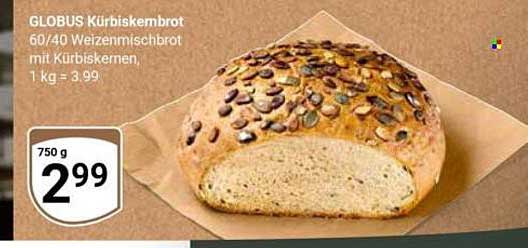 GLOBUS Kürbiskemmbrot 60/40 Weizenmischbrot mit Kürbiskernen