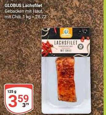 GLOBUS Lachsfilet gebacken mit Haut, mit Chili, 1 kg – 28,72