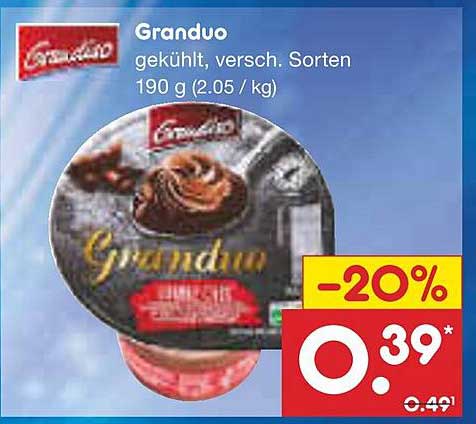 Granduo gekühlt, verschiedene Sorten 190 g