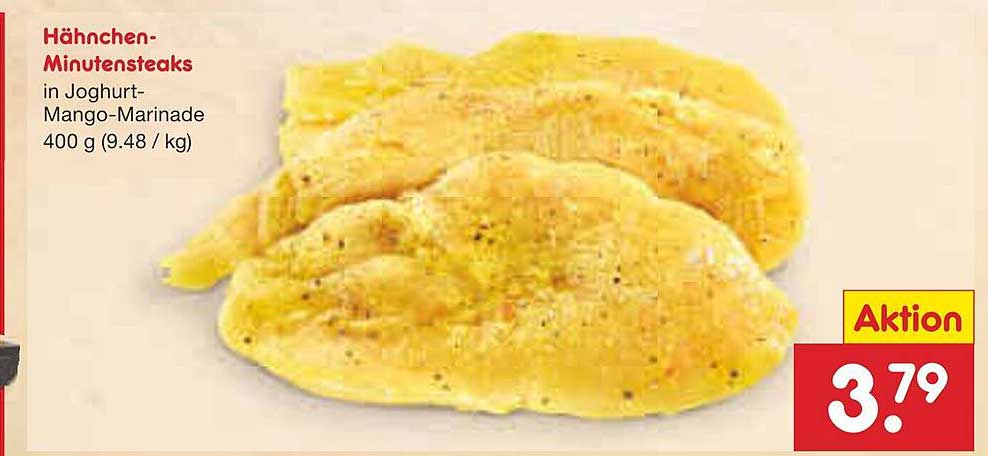 Hähnchen-Minutensteaks in Joghurt-Mango-Marinade