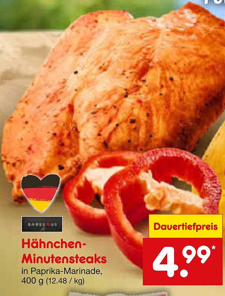Hähnchen-Minutensteaks in Paprika-Marinade, 400 g (12.48 €/kg)