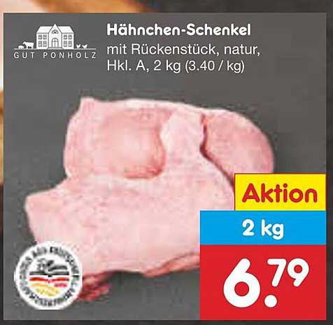 Hähnchen-Schenkel mit Rückenstück, natur, Hkl. A, 2 kg