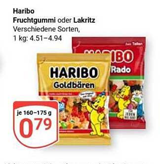 Haribo Fruchtgummi oder Lakritz - verschiedene Sorten