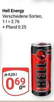 Hell Energy Getränk, verschiedene Sorten, 0,25 l