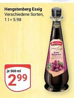 Hengstenberg Essig - Verschiedene Sorten, je 500 ml für nur 2,99 €