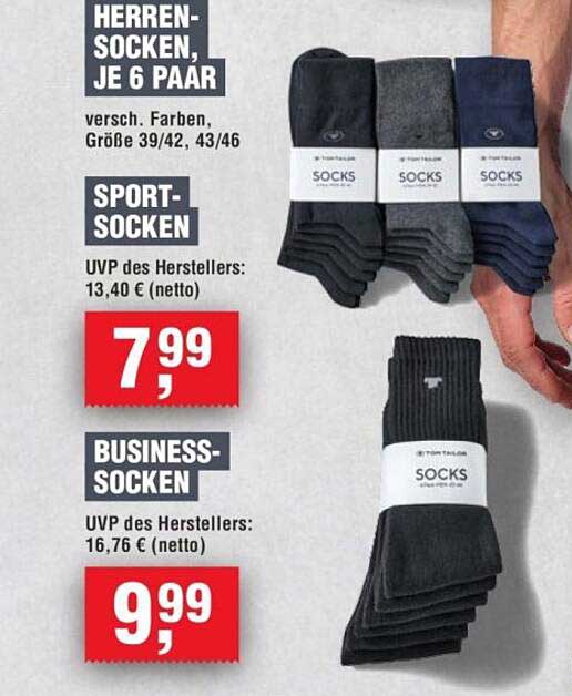 Herren-Socken, je 6 Paar - Sport- und Business-Socken