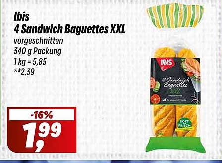 Ibis 4 Sandwich Baguettes XXL