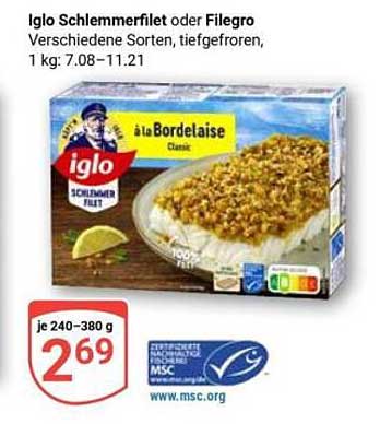 Iglo Schlemmerfilet oder Filegro - Verschiedene Sorten, tiefgefroren, 1 kg