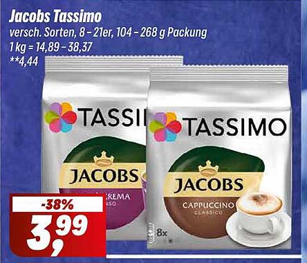 Jacobs Tassimo Kaffeepads - verschiedene Sorten