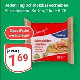 Jeden Tag Schmelzkäsescheiben - Verschiedene Sorten, 250 g für 1,69€