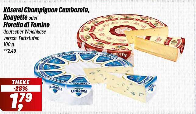Käserei Champignon Cambozola, Rougette oder Fiorella di Tomino – deutscher Weichkäse