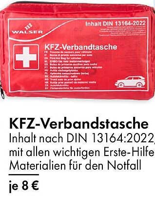KFZ-Verbandstasche - Inhalt nach DIN 13164:2022