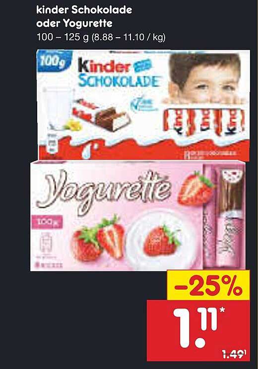 kinder Schokolade oder Yogurette
