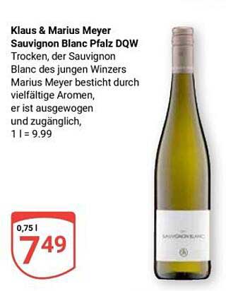 Klaus & Marius Meyer Sauvignon Blanc Pfalz DQW