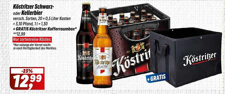 Köstritzer Schwarz- oder Kellerbier - 20 x 0,5 Liter Kasten
