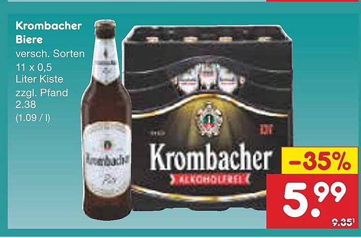 Krombacher Biere – versch. Sorten 11 x 0,5 Liter Kiste zzgl. Pfand