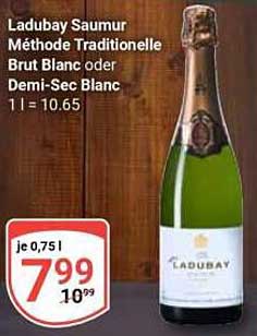 Ladubay Saumur Méthode Traditionnelle Brut Blanc oder Demi-Sec Blanc 0,75 l