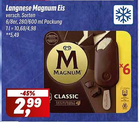 Langnese Magnum Eis - verschiedene Sorten (6/8er, 280/600 ml Packung)