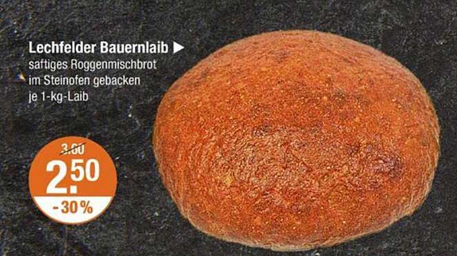 Lechfelder Bauernlaib - saftiges Roggenmischbrot im Steinofen gebacken je 1-kg-Laib