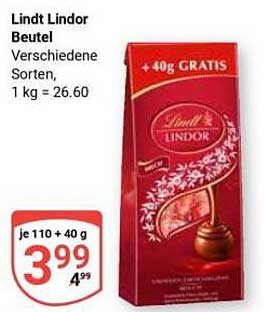 Lindt Lindor Beutel - Verschiedene Sorten, 110 g + 40 g GRATIS