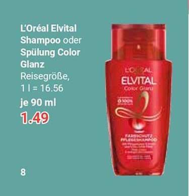 L'Oréal Elvital Shampoo oder Spülung Color Glanz 90 ml