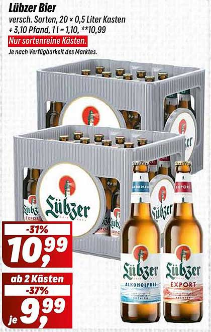 Lübzer Bier – Verschiedene Sorten im 20 x 0,5 Liter Kasten