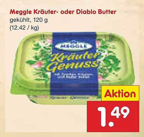 Meggle Kräuter- oder Diablo Butter, kühl, 120 g