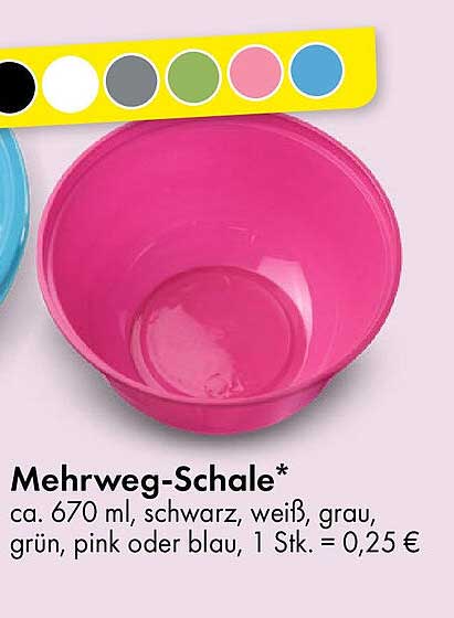 Mehrweg-Schale ca. 670 ml in verschiedenen Farben
