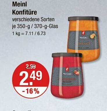Meinl Konfitüre verschiedene Sorten je 350-g / 370-g-Glas