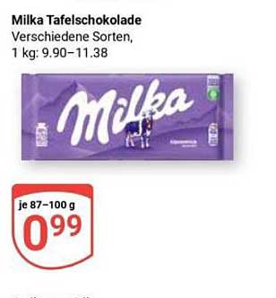 Milka Tafelschokolade - Verschiedene Sorten