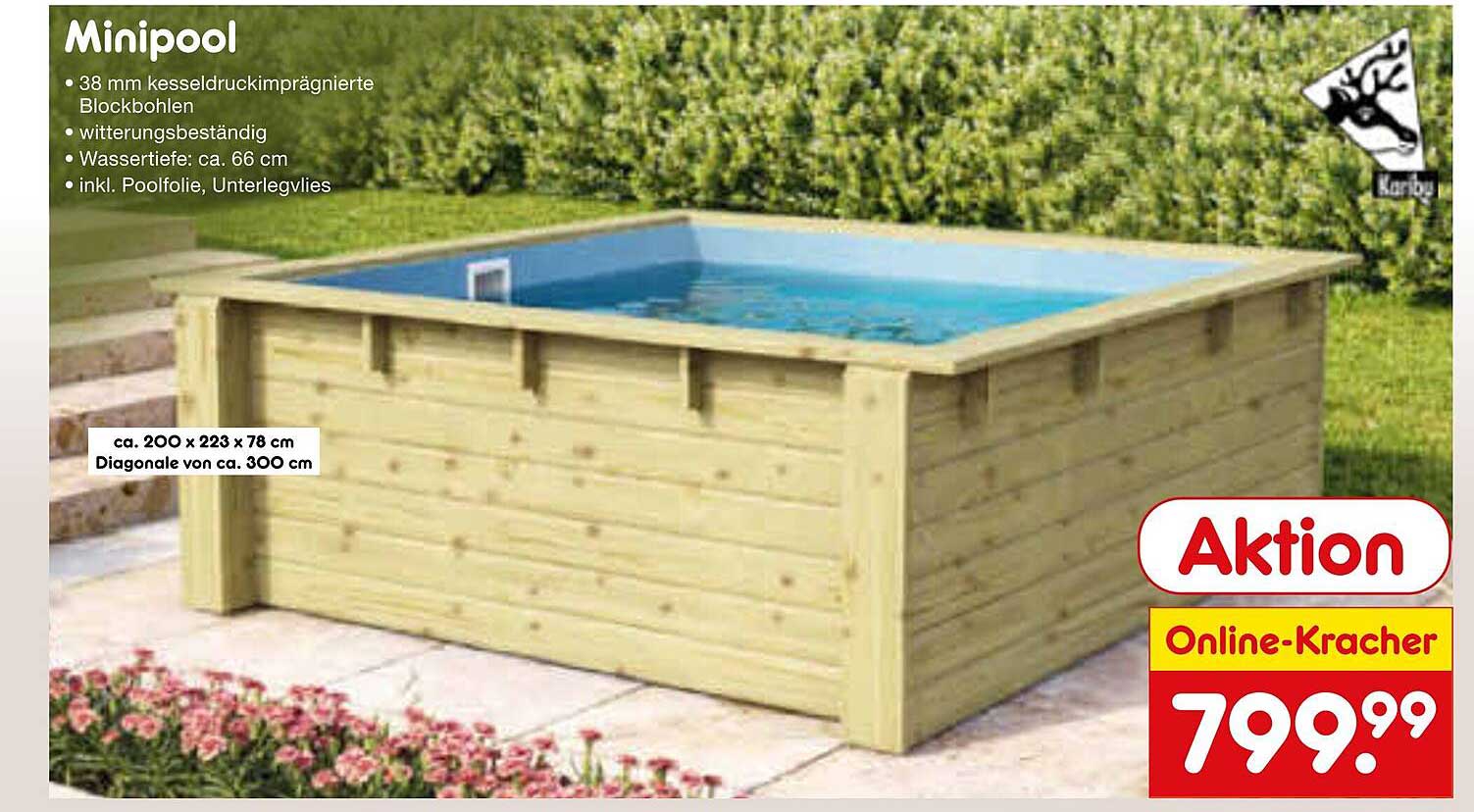 Minipool 200 x 223 x 78 cm mit Poolfolie