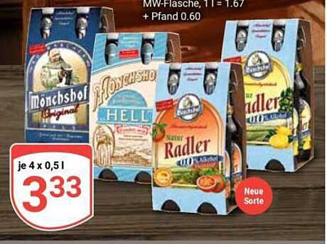 Mönchshof Bier Sortiment – 4 x 0,5 l für nur 3,33 €