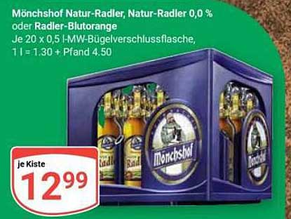 Mönchshof Natur-Radler, Natur-Radler 0,0 % oder Radler-Blutorange