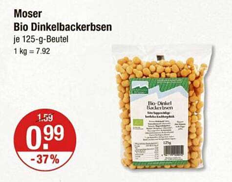 Moser Bio Dinkelbackerbsen je 125-g-Beutel