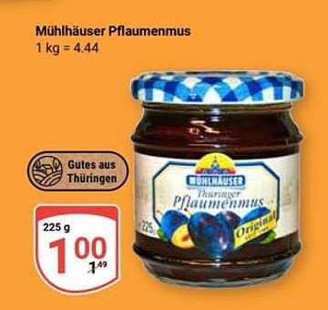 Mühlhäuser Thüringer Pflaumenmus 225 g