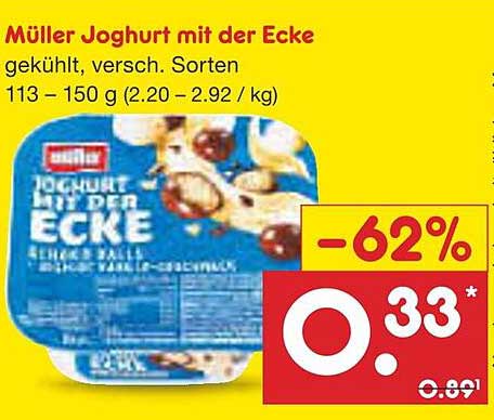Müller Joghurt mit der Ecke, gekühlt, verschiedene Sorten