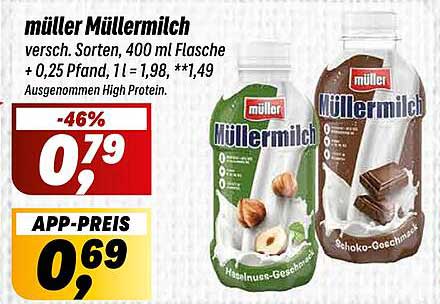 müller Müllermilch versch. Sorten, 400 ml Flasche