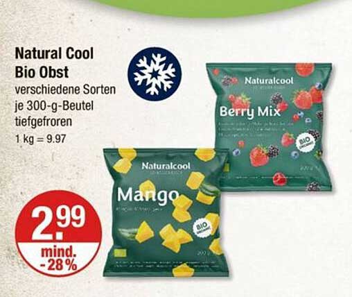 Natural Cool Bio Obst - Verschiedene Sorten 300-g-Beutel tiefgefroren