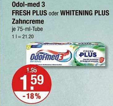 Odol-med 3 FRESH PLUS oder WHITENING PLUS Zahnpasta 75 ml