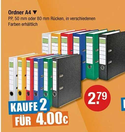 Ordner A4 - PP, 50 mm oder 80 mm Rücken, in verschiedenen Farben erhältlich