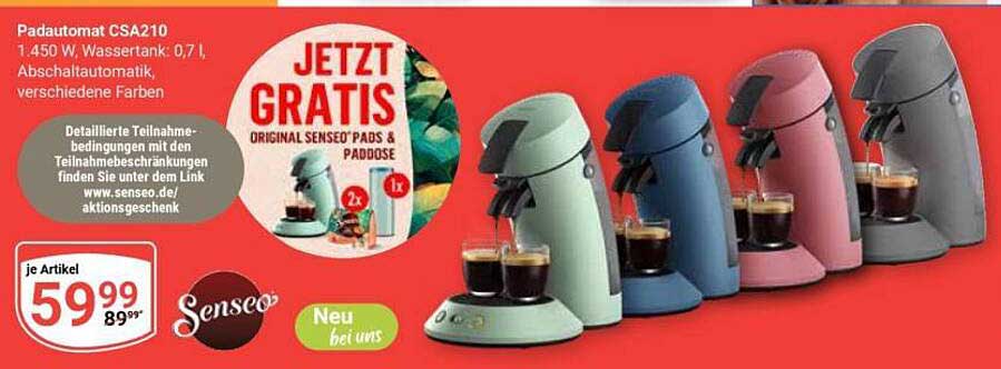 Padautomat CSA210 - Jetzt mit Gratis SENSEO® Pads!