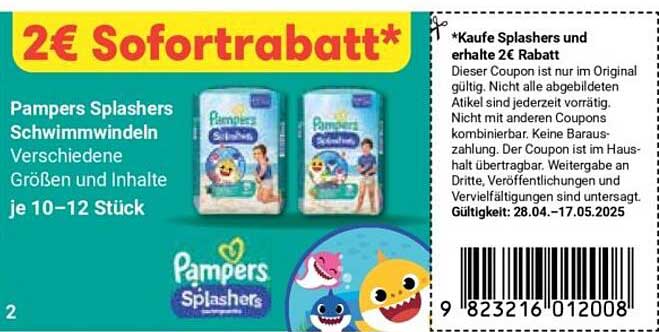 Pampers Splashers Schwimmwindeln - 2€ Sofortrabatt