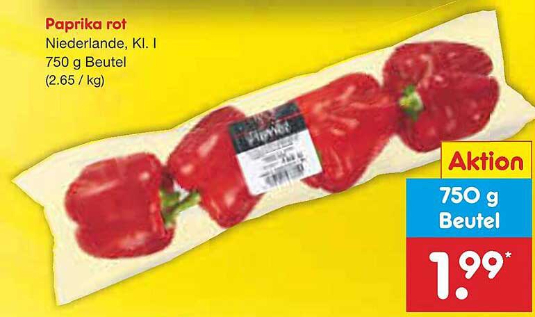 Paprika rot - 750 g Beutel