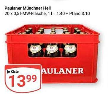 Paulaner Münchner Hell - Kasten mit 20 x 0,5 l Flaschen