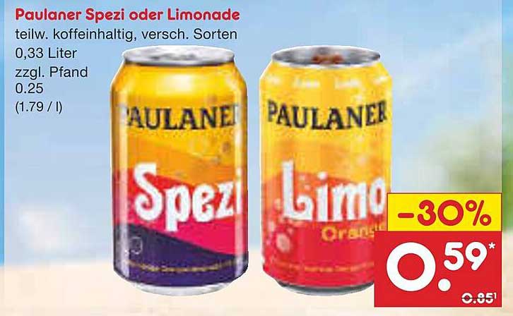 Paulaner Spezi oder Limonade, 0,33 Liter, verschiedenen Sorten