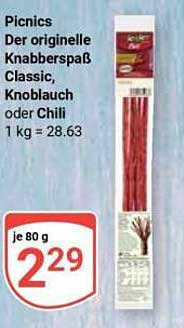 Picnics Der originelle Knabberspaß Classic, Knoblauch oder Chili 80 g